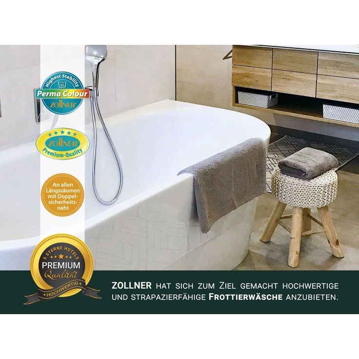 ZOLLNER Duschtücher 3er Set, braun (fango), 70x140 cm, 100% Baumwolle – Bild 5