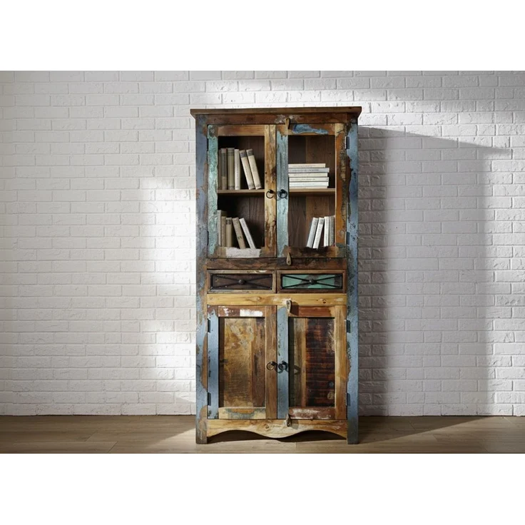 Vitrine Altholz 90x40x180 mehrfarbig lackiert NATURE OF SPIRIT #08 – Bild 9