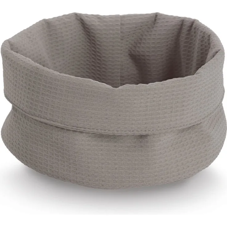 ZELLER 14535 Aufbewahrungskorb Ø 25 cm in TAUPE Waffelpiqué, Polyester / Korb