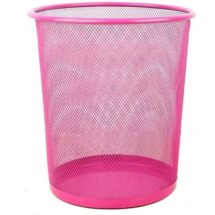 Sinoba Papierkorb Mülleimer Papierkorb Mesh aus Metall Höhe 34 cm 18 L rund, Drahtmetall, Pink – Bild 1