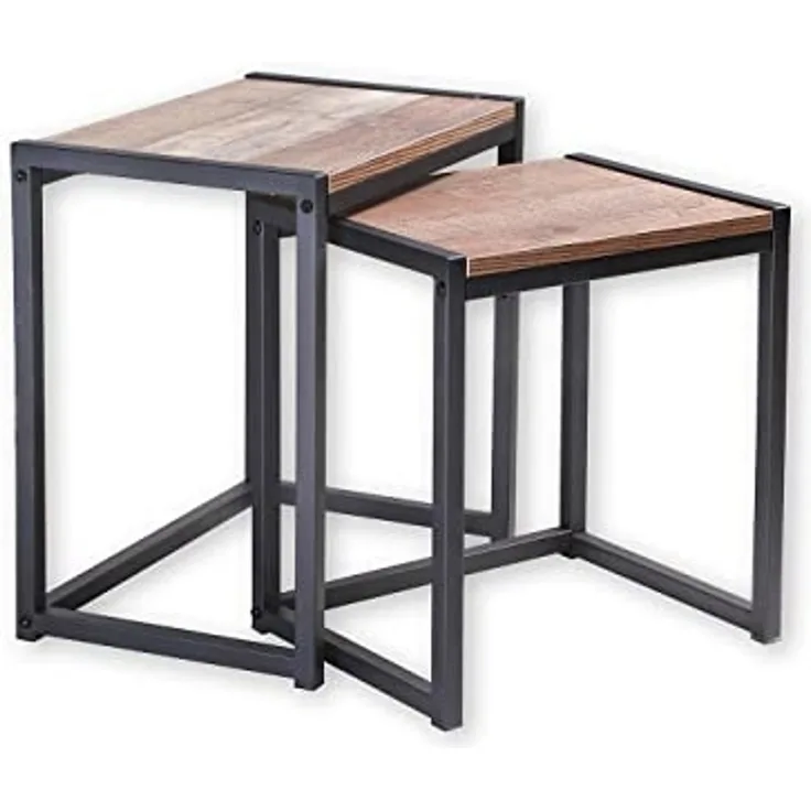 Set de 2 Tables basses Gigognes décor Chêne et métal Noir - Riverside