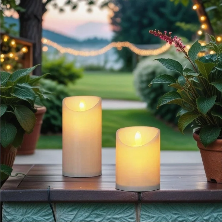 Marrakesch Orient & Mediterran Interior LED-Kerze 2er Set Vintage LED-Kerze Echtwachs modern aus Wachs in Creme 10-15 cm, warmweiß, Handarbeit – Bild 4