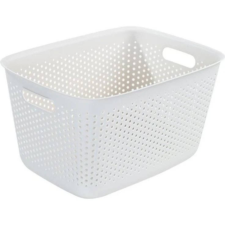 KONZEPT Aufbewahrungsbox mit Griffen 17L perforiert 39 x 29 x 22 cm Kunststoffbox, für Schrank, Regale, Büro, Bad oder Kinderzimmer – Bild 4