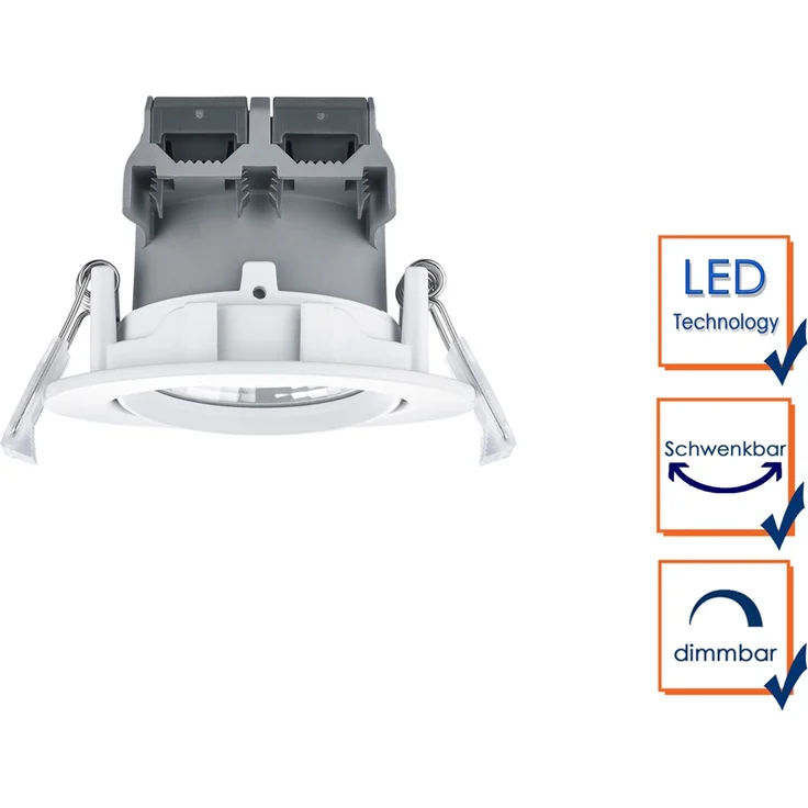 Schwenkbare LED Einbaustrahler Decke 3er Set rund dimmbar Weiß matt 5,5W – Bild 3