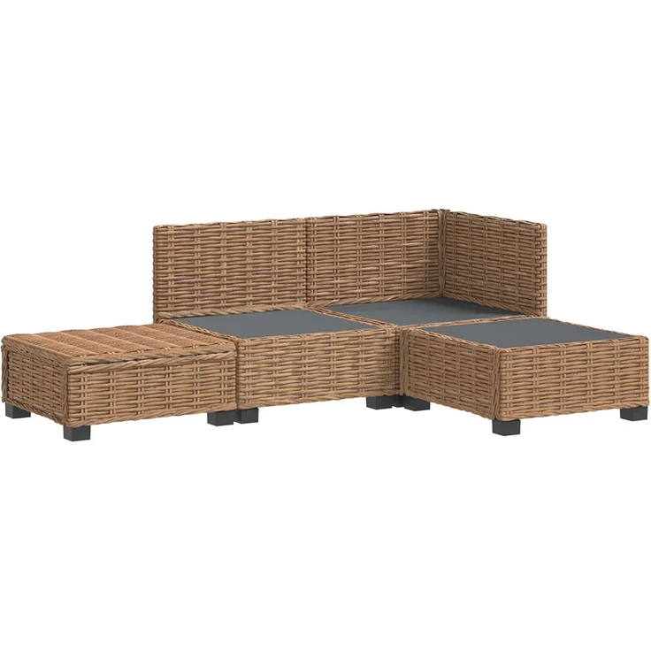vidaXL 4 stk. Rattan-Lounge-Set mit Kissen GENDT Naturrattan Natur 3429844 – Bild 4