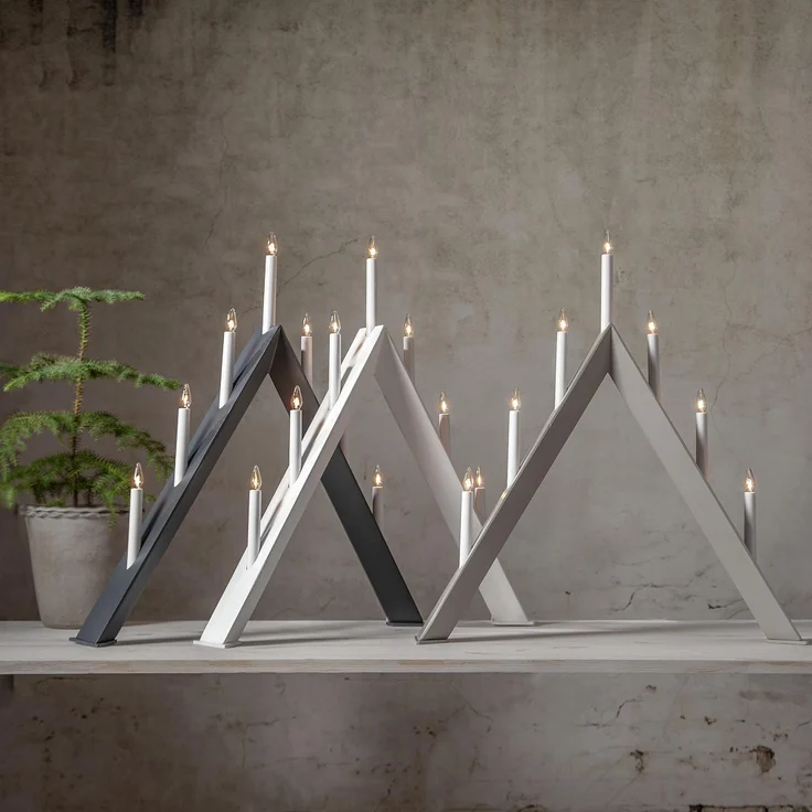 Großer Lichterbogen -Arrow', schlicht, 7 x E10 Kerzen, Holz, Netzbetrieb, dunkles Grau, H 64,5cm, B 60cm – Bild 3