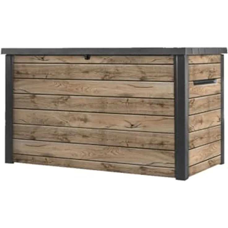 Keter Gartenbox "Ontario" 870L in Holzoptik 147x83x86 cm mit Gasdruckfedern
