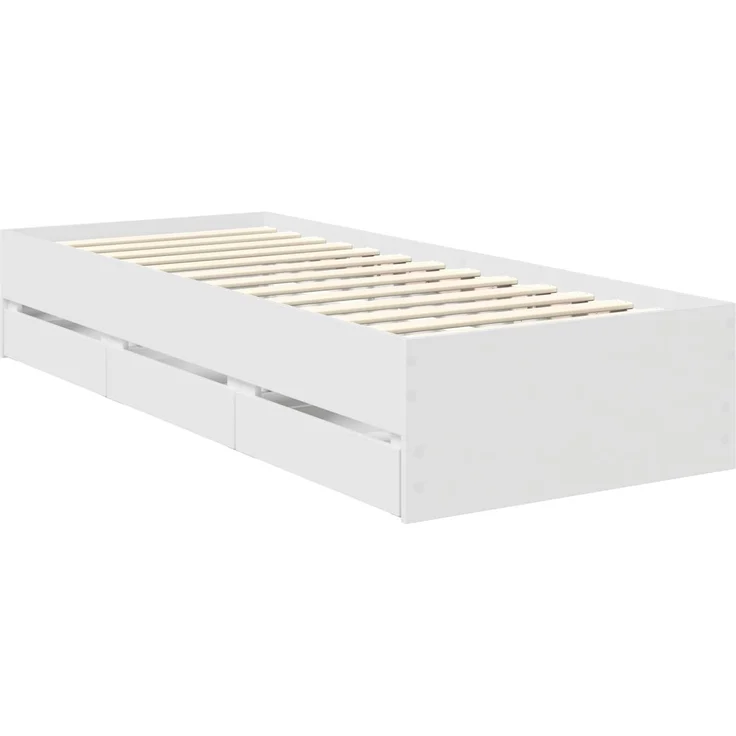 vidaXL Bettrahmen mit Schubladen Weiß 75 x 190 cm Ingenieurs Holz 3411868 – Bild 6
