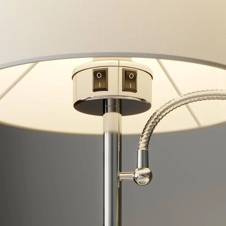 Lindby Tischleuchte Benjiro, 1 x 60 W E27 (exkl) + 1 x 3 W LED (inkl), warmweiß – Bild 6