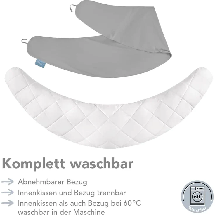 XDREAM Stillkissen Schwangerschaftskissen, Lagerungskissen, mit weichem Microfaserbezug, 1-tlg, XXL Stillkissen, Seitenschläferkissen mit Bändern zum Knoten, 190 cm – Bild 5