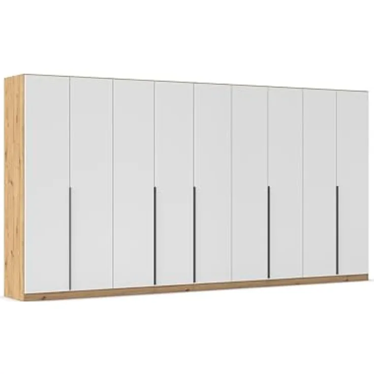 Rauch Möbel Alabama, Kleiderschrank für Schlafzimmer, Kinderzimmer, Wohnzimmer, Garderobe, Flur, 9-türig, mit Zubehör Premium, Farbe Weiß/Eiche Artisan, Breite 405 cm