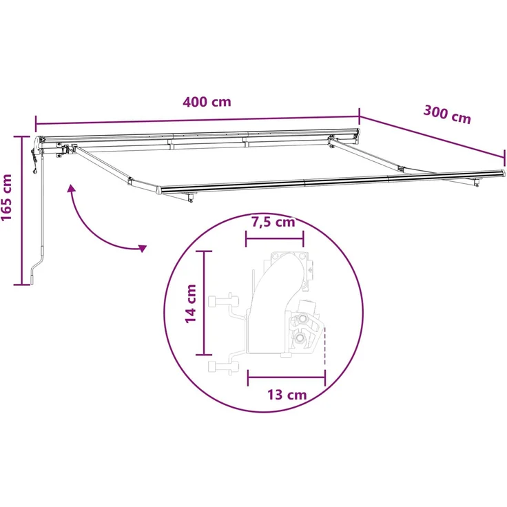 vidaXL Ausziehbare Markise Taupe 4 x 3 m Stoff und Aluminium 3426032 – Bild 8