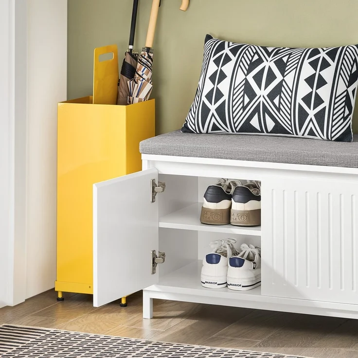 SoBuy FSR172-W Schuhbank, MDF, Lackiert, Weiß, 100 x 42 x 35 cm – Bild 6