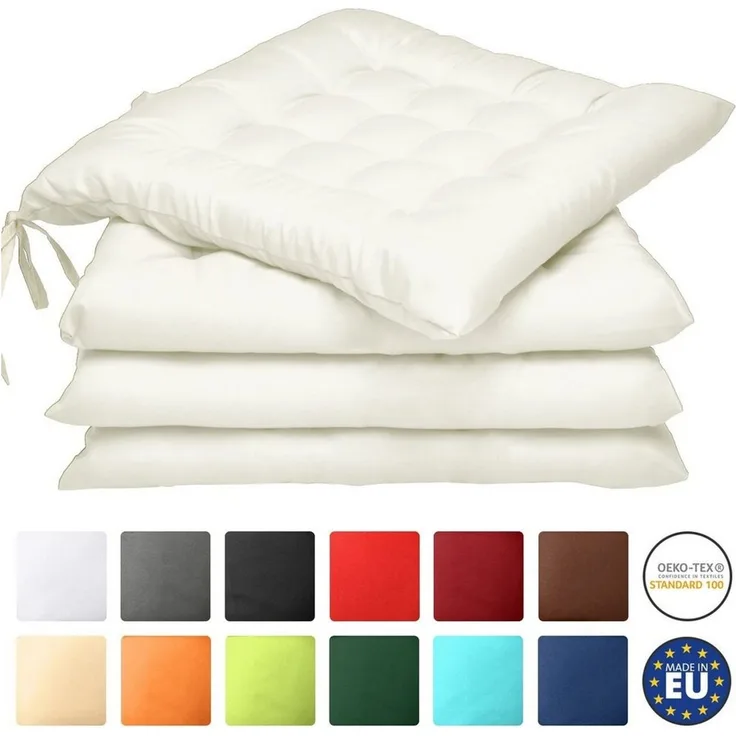 Beautissu Stuhlkissen Lea, 4er Set Suthlkissen 40x40x5cm