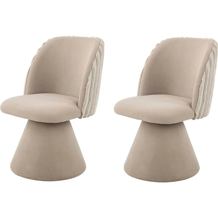HELA Drehstuhl BARI I (Set, 2 St), 360° drehbar, Polsterfuß, Materialkombi, Außen Felloptik Innen Velvet – Bild 5