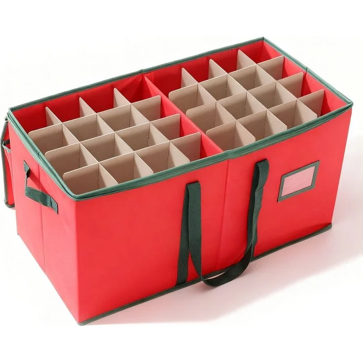 Salcar Aufbewahrungsbox Weihnachtskugel 128 Fächer Christbaumkugel Aufbewahrungstasche (128 St), 128 Fächer je 8cm, Doppelreißverschluss, Tragegriffe & Etikettenhalter – Bild 2