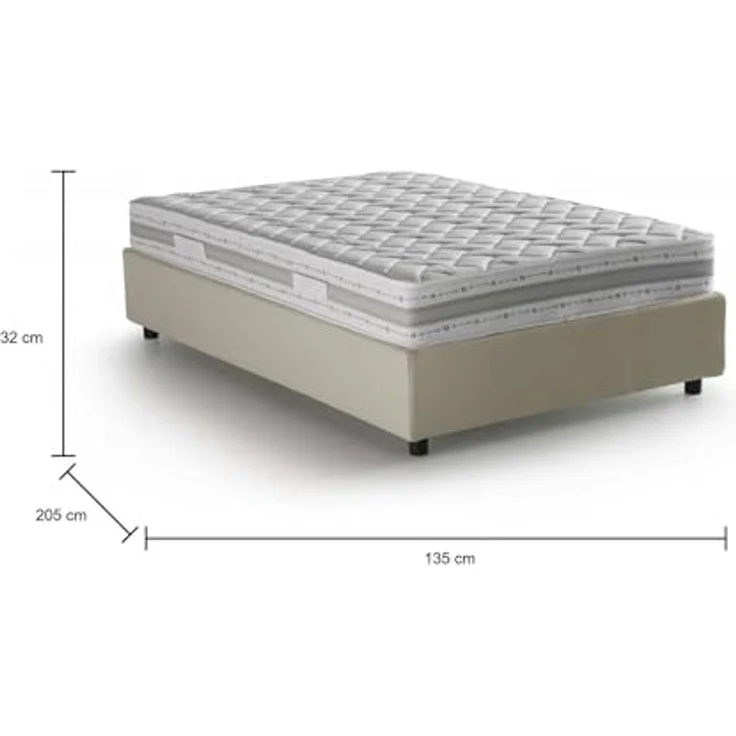Talamo Italia - Chiara Doppelbett, Bettkasten mit Stoffbezug, 100 % Made in Italy, Öffnung vorne, inklusive Matratze 120 x 190 cm, Beige – Bild 2