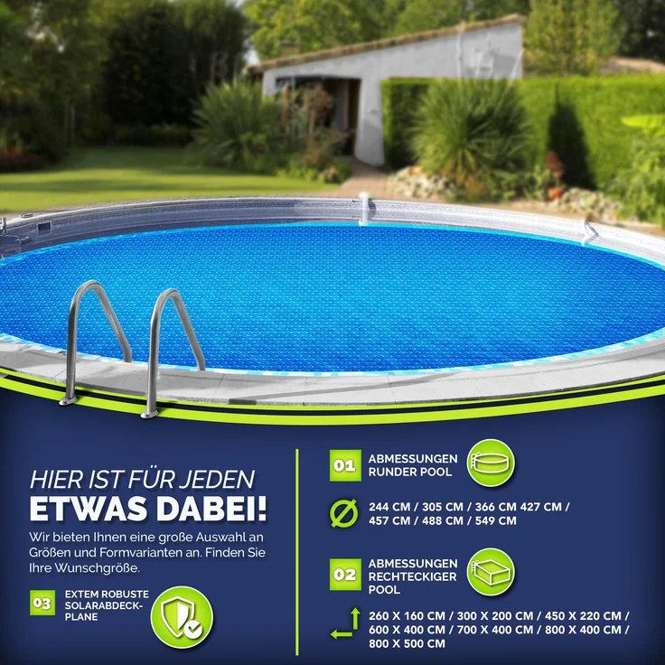 tillvex Pool Solarfolie Rund 488 cm - Schwarz Solarplane Solarheizung Solarabdeckplane Poolheizung Wärmeplane – Bild 5