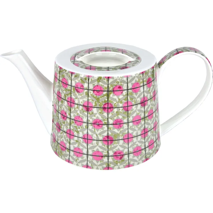 Teekanne Kreise Grau/Rosa Modern Dekor Jameson & Tailor Porzellan