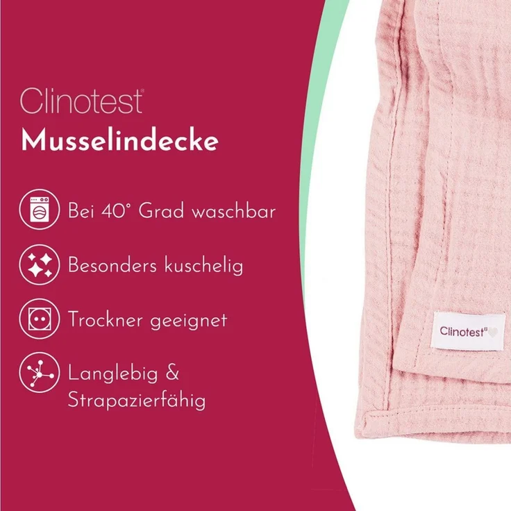 Babydecke Musselintuch für Babys 80x80cm, 100% Musselin-Baumwolle, Clinotest, waschbare Mulltücher ohne Einlaufen - saugstarke Baby Spucktücher