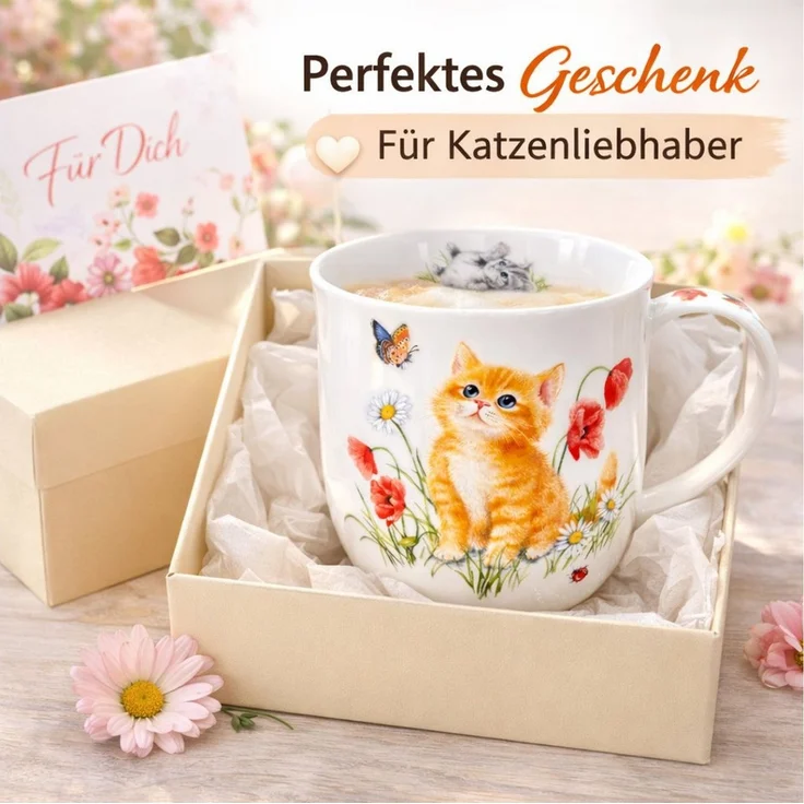 Dunoon Tasse Kaffeetasse 450 ml Cumbrae Kittens Becher Bone China mit Katzenmotiv, 1-tlg, Porzellan, Spülmaschinengeeignet – Bild 4