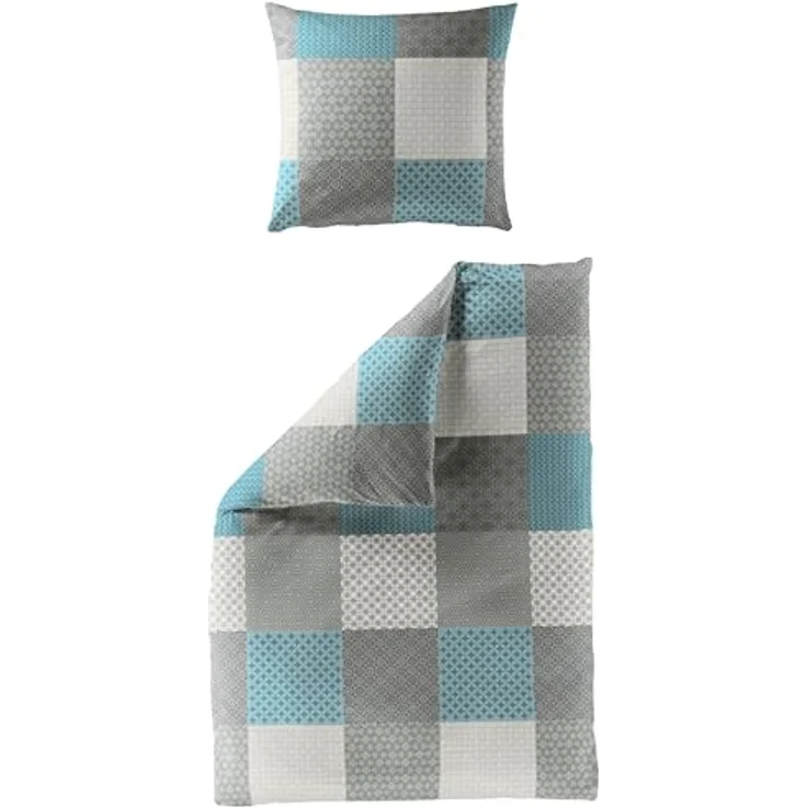 Bierbaum Bettwäsche 6277, Renforcé, 100% Baumwolle, Designed in Germany, Türkis 14, 155x220 + 80x80 cm, Komfortgröße – Bild 3