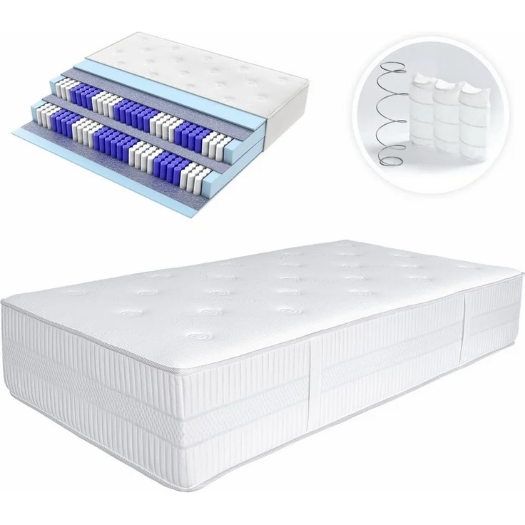 Boxspringmatratze 33cm hoch XXL, Doppel Taschenfederkern Matratze, TerraMed BOX, Matratzen Perfekt, 33 cm hoch, (Intergierter Kaltschaumtopper, 90x200, 100x200, 120x200, 140x200, 160x200, 180x200, 80x200 cm), Härtegrad H2, H3, H4, H5 möglich – Bild 3