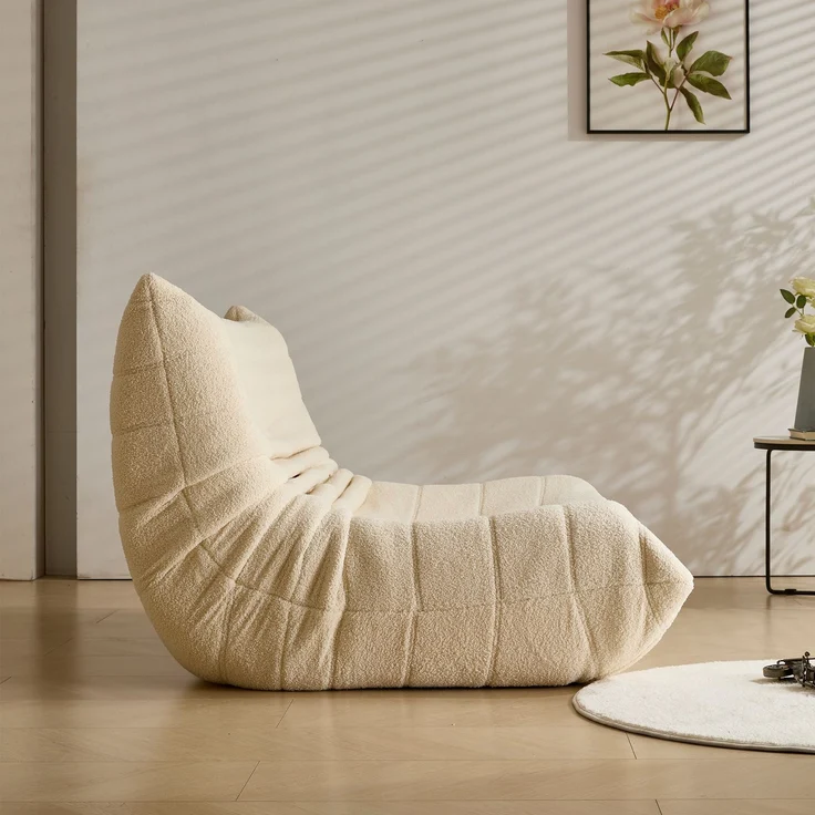Loungesofa 149x114x82 cm, Beige, Teddy-Velours, ergonomisch, hochdichte Polsterung – Bild 5