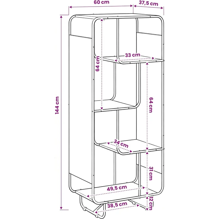 vidaXL Highboard Schwarz Eichen-Optik 60 x 37,5 x 144 cm Holzwerkstoff 8007924 – Bild 6