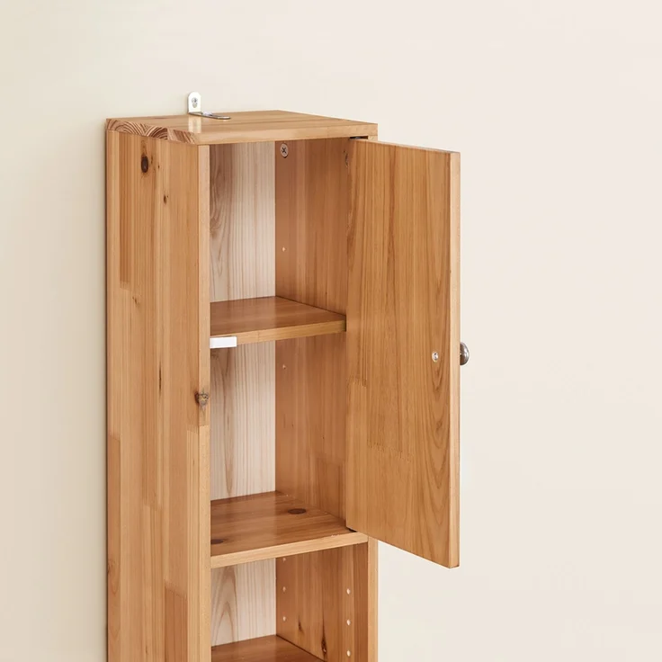 SoBuy BZR34-II-SH Badezimmer-Hochschrank, Massivholz, Lackiert, Hellbraun, 20 x 180 x 20 cm – Bild 10