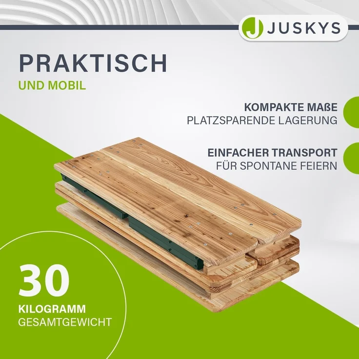 Juskys 'Passau' Bierzeltgarnitur, 3-teilig, klappbar, Holz / Metall natur, 220 x 50 x 77 cm – Bild 4