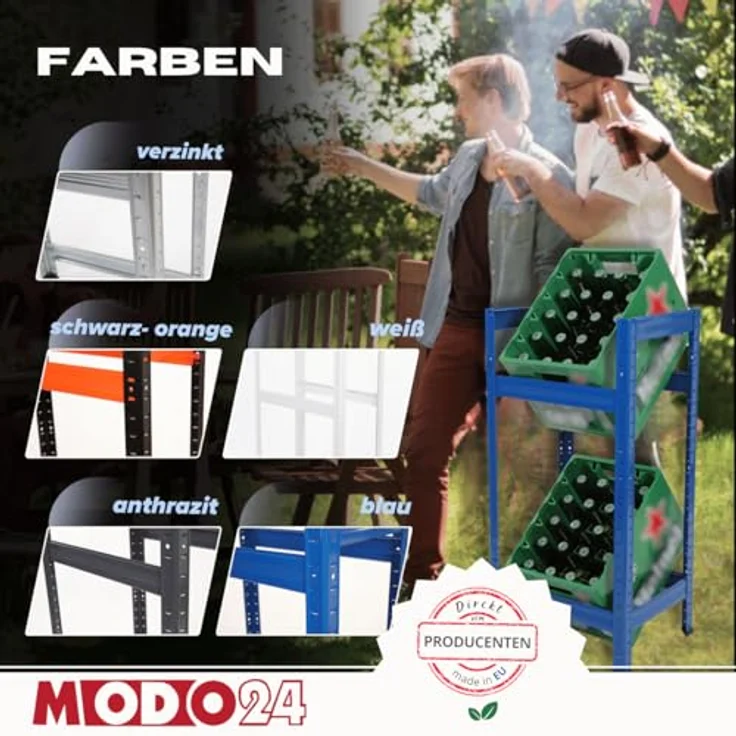 Modo24 Kastenständer HELIOS Metall Getränkekistenregal, Kistenregal, für 2 oder 3 Kisten, Getränkeregal Stabil Kistenständer Freistehend, Kistenhalter, 5 Farben – Bild 8
