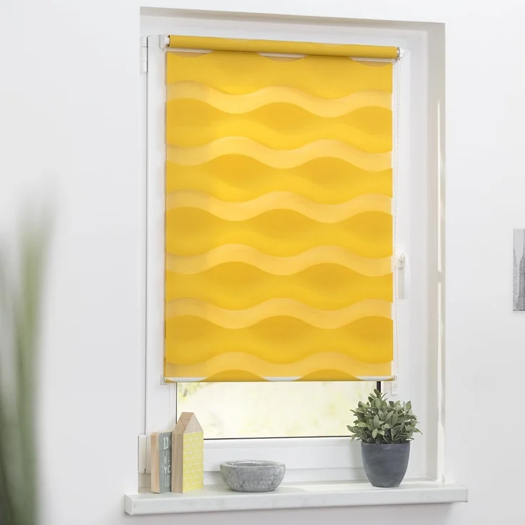Lichtblick Sonnenschutzsysteme GmbH Doppelrollo Stockholm 70 cm x 150 cm (BxL) Senfgelb Duo Rollo in extravagantem Stil; Klemm- und schraubbar; Lichtdurchlässig und blickdicht – Bild 5