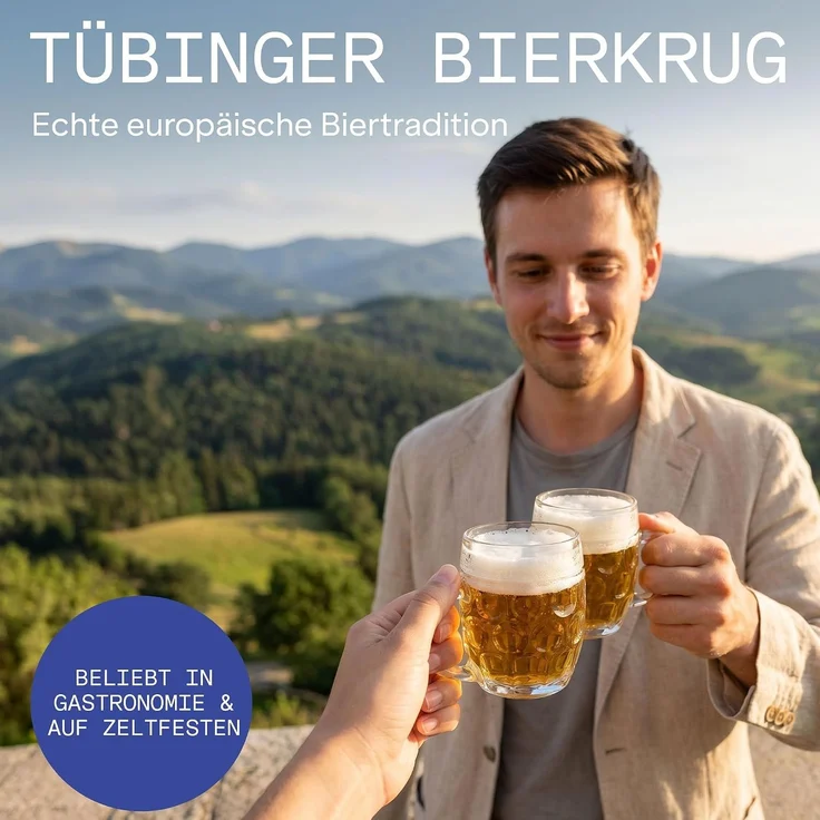 Stölzle Oberglas TÜBINGER Bierkrug 0,5 l (mit Schild) 6er Set – Bild 4