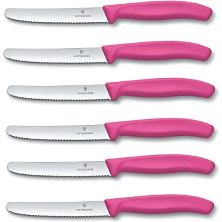 Victorinox | 6er Set Tafelmesser | mit Wellenschliff | rostfrei & Swiss Made | in Pink | perfekt für Tomaten und mehr – Bild 2