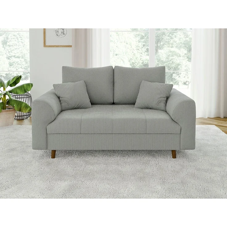 S-Style Möbel 2-Sitzer Sofa Zara mit Holzfüßen im skandinavischen Stil aus Cord-Stoff, mit Wellenfederung – Bild 3
