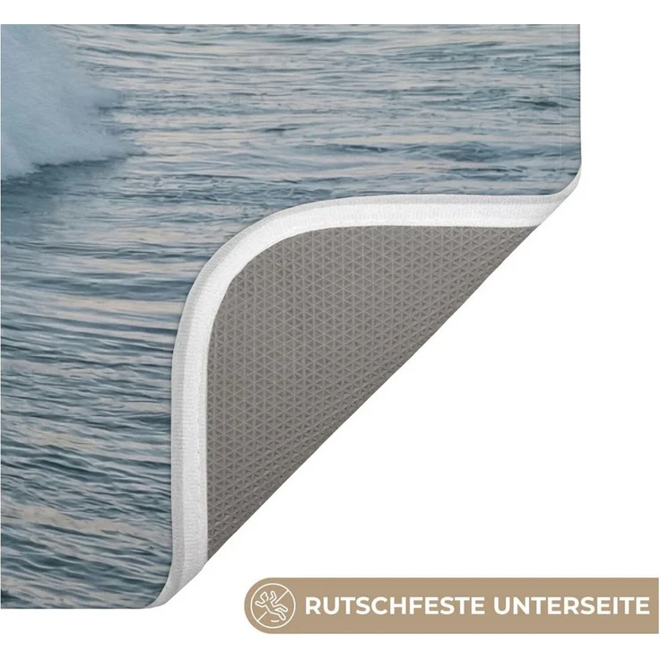 OnlyWow WC-Vorleger Welle - Meer - Wasser, Höhe 10 mm, Polyester, Rechteckig, WC Teppich, Toilettenvorleger, Toilettenteppich, Badematte 60x40 cm – Bild 3