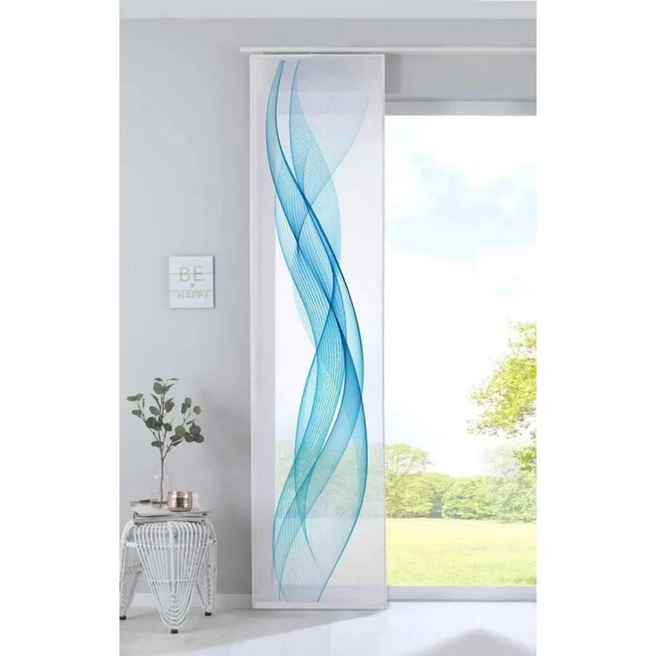 Flächenvorhang 245x60 – Wellenmuster Bunt/Blau/Schwarz Blau – Bild 2