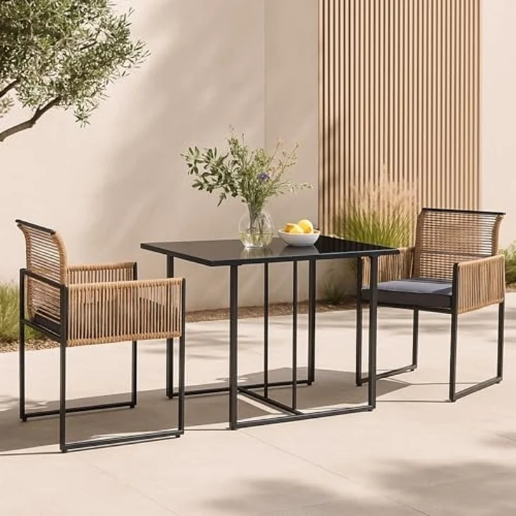 Gartenmöbelset Accadia 3-tlg. Schwarz/Braun [casa. pro] – Bild 1