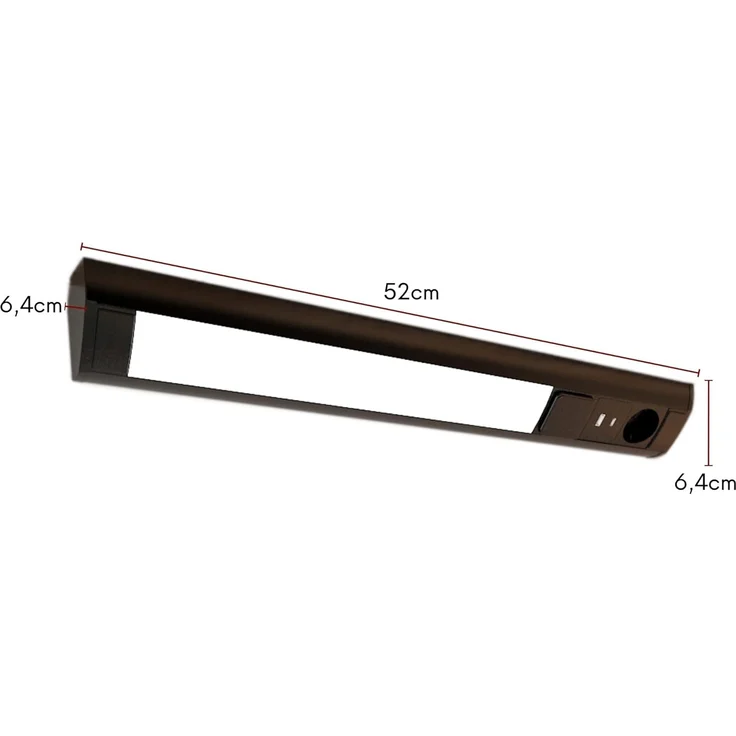 kalb LED Unterbauleuchte LED Unterbauleuchte mit Schalter u. 230V Steckdose USB-Port Typ A u. C, Kippschalter, Warmweiß – Bild 5