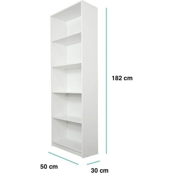 Home Collective Bücherregal Aktenregal Standregal Raumteiler mit 5 offenen Fächern aus MDF Holz, in weiß, Breite 60 cm – Bild 2
