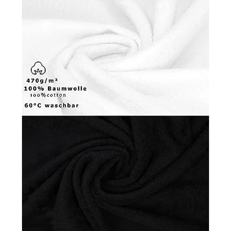 Betz Gästehandtücher 10 Stück Premium 30x50 cm Farbe weiß und schwarz, 100% Baumwolle – Bild 3