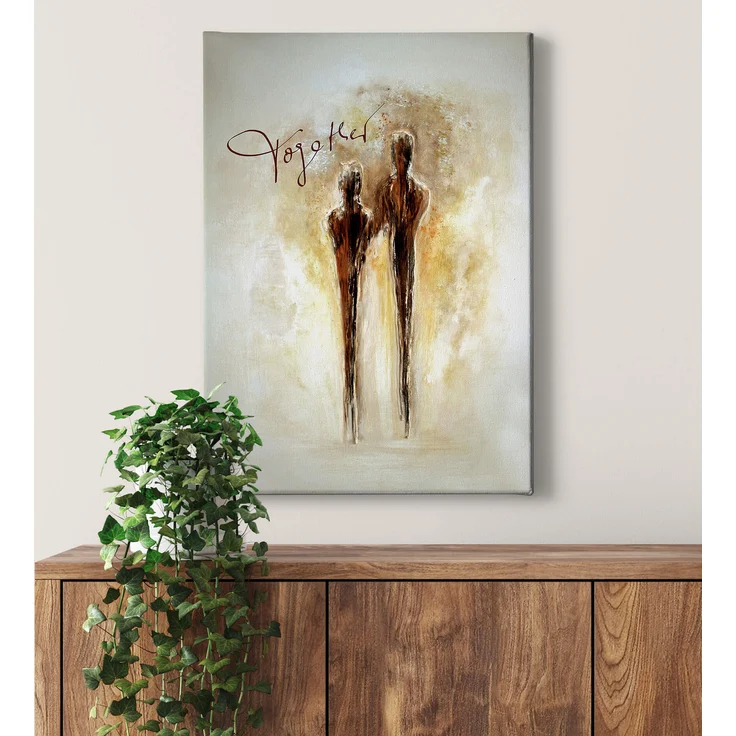 Kunst Leinwandbild Menschen Gold Schwarz Weiß 50x70 DD123160 Wandbild Leinwand – Bild 2