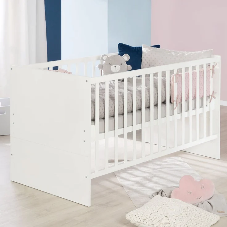 roba Kinderzimmerset 'Anton' 3-teilig - Bett 70 x 140 - Wickelkommode - Kleiderschrank 3-türig - Weiß – Bild 13