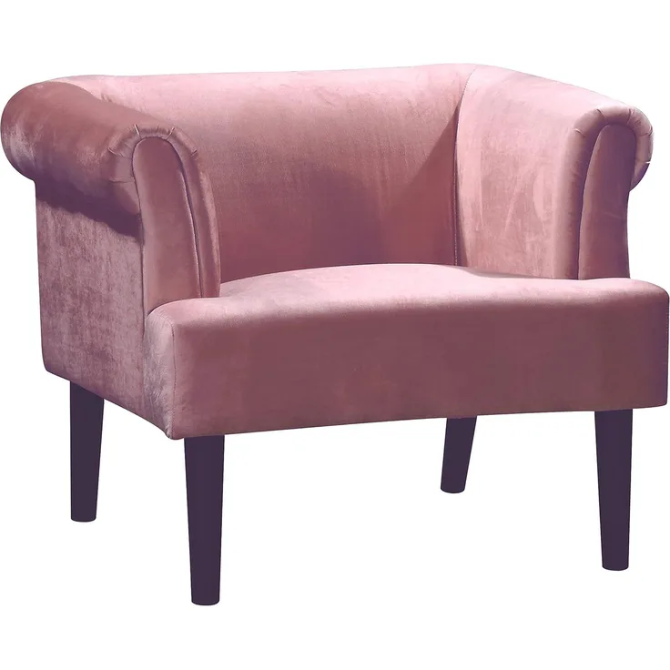Atlantic Home Collection Sessel CHARLIE, Samt, Armlehnenstuhl mit Massivholzfüßen, Rosa, 74 x 86 x 70