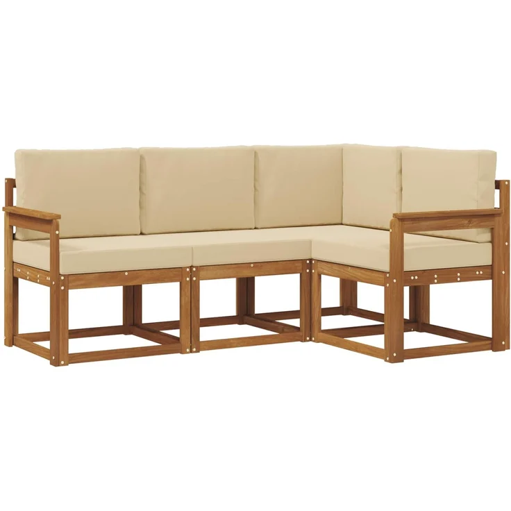 vidaXL Outdoor-Sofagarnitur 4 stk. 4-Sitzer Natur und Beige 3366316 – Bild 2