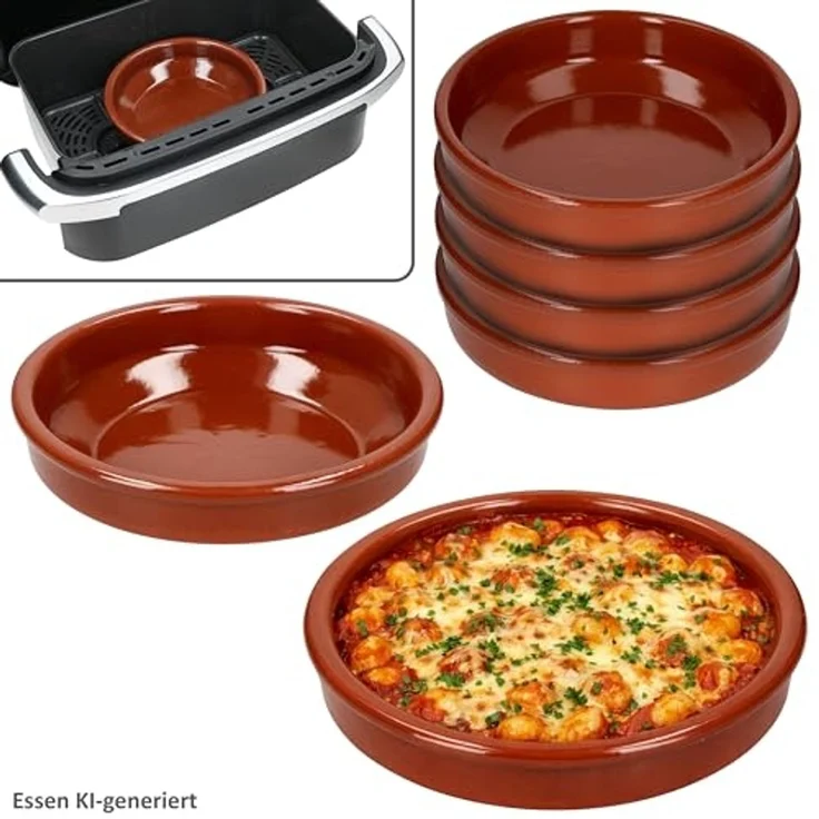 MamboCat Auflaufform MamboCat 6er Set Airfryer Tonschalen rund Ø20cm 700ml Cazuela Tapas, Ton – Bild 2