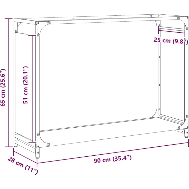 vidaXL Brennholzregal Anthrazit 90x28x65 cm Kaltgewalzter Stahl 864205 – Bild 10