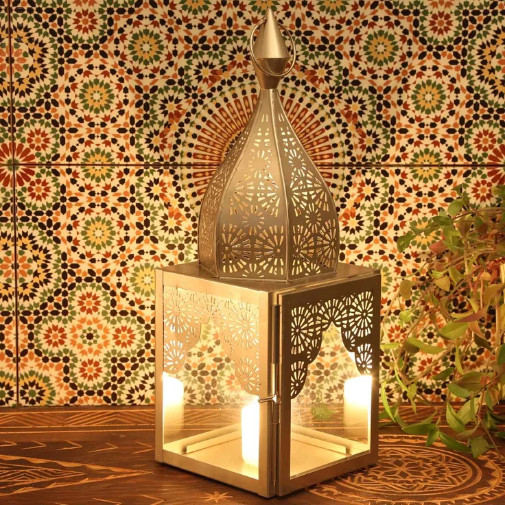 Orientalisches Windlicht Modena Silber M – Bild 7