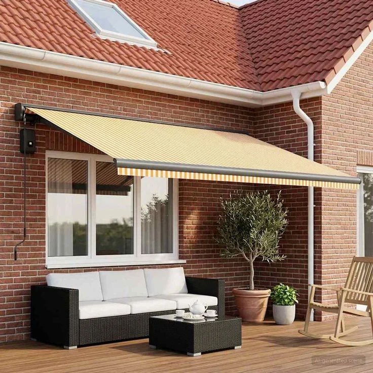 vidaXL Markisenersatzstoff Gelb und Weiß 450x300 cm Polyester 3444213 – Bild 1